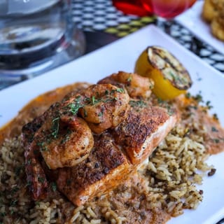 New Orleans Style Salmon & Shrimp Dinner