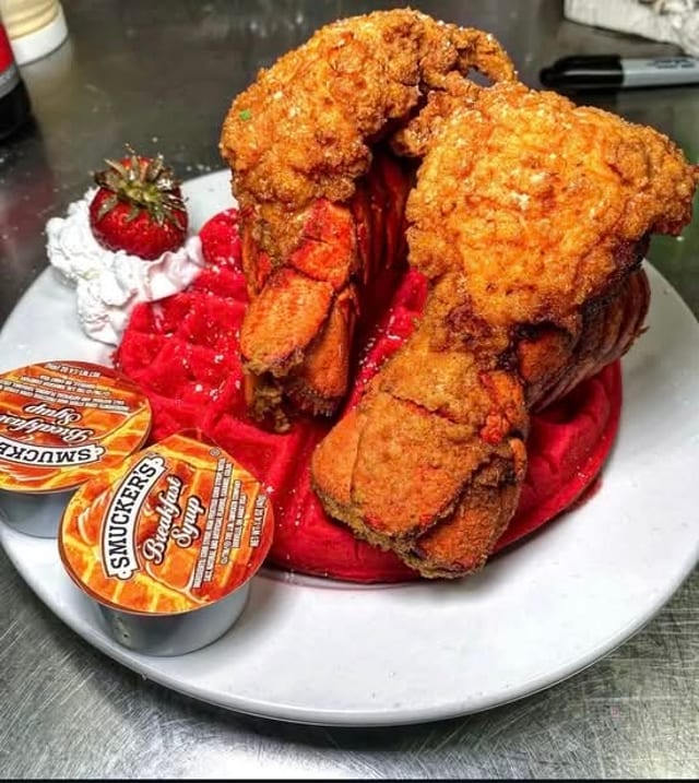 Fried Lobster Tail & Waffle.